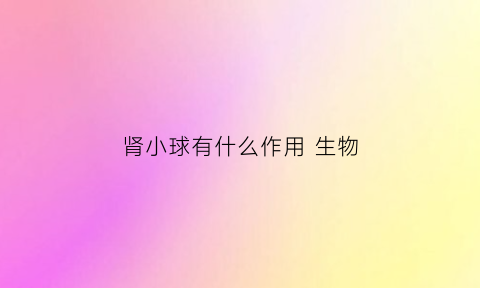 肾小球有什么作用 生物